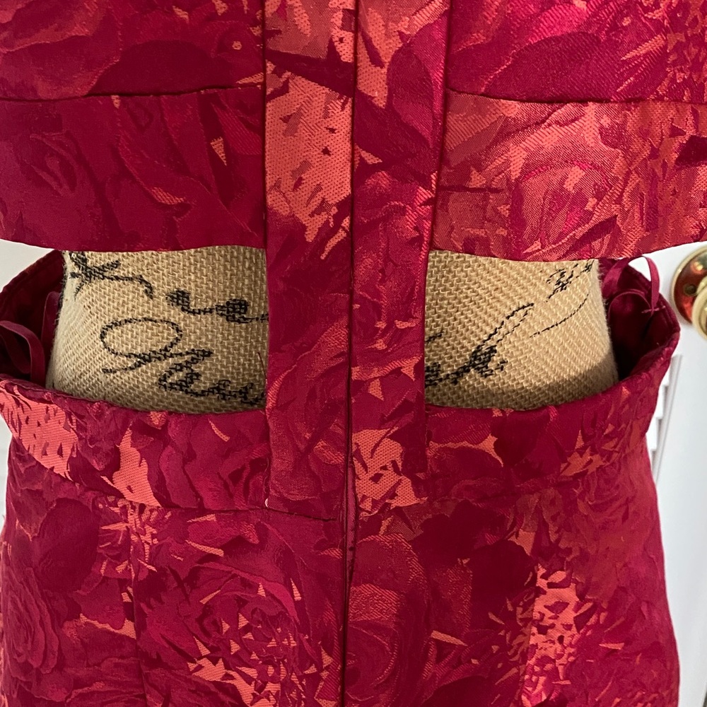 Theia Red Backless Floral Dress - Picture 7 of 15